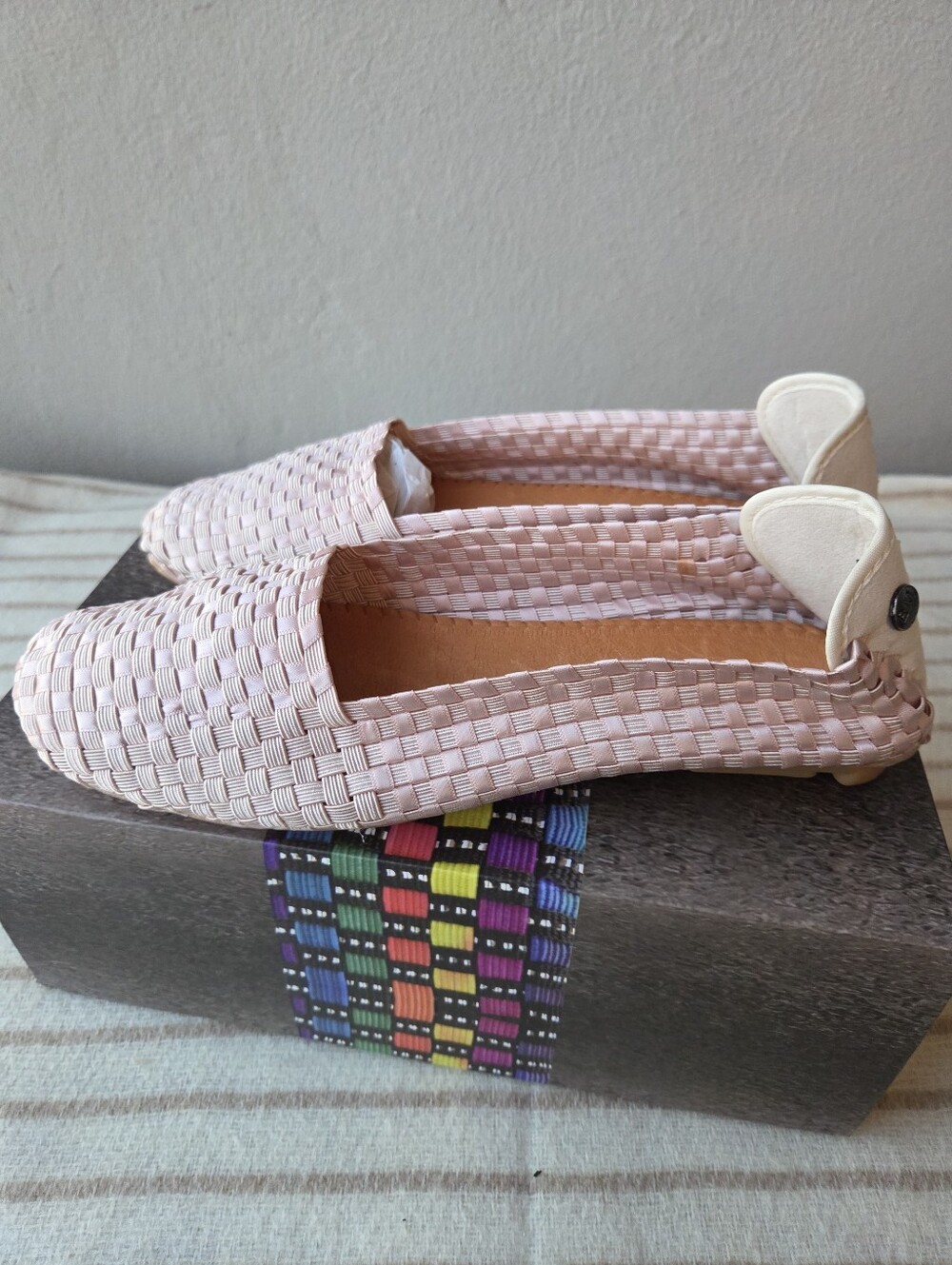 Bernie Mev Demure Woven Ballet Flat - Pale Pink Slip-On Sz 40 - 9.5 - 10 NIB